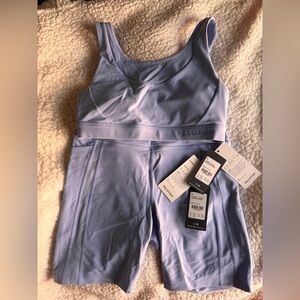 Peloton Lavender Perforated Active Bra & Bike Shorts Set